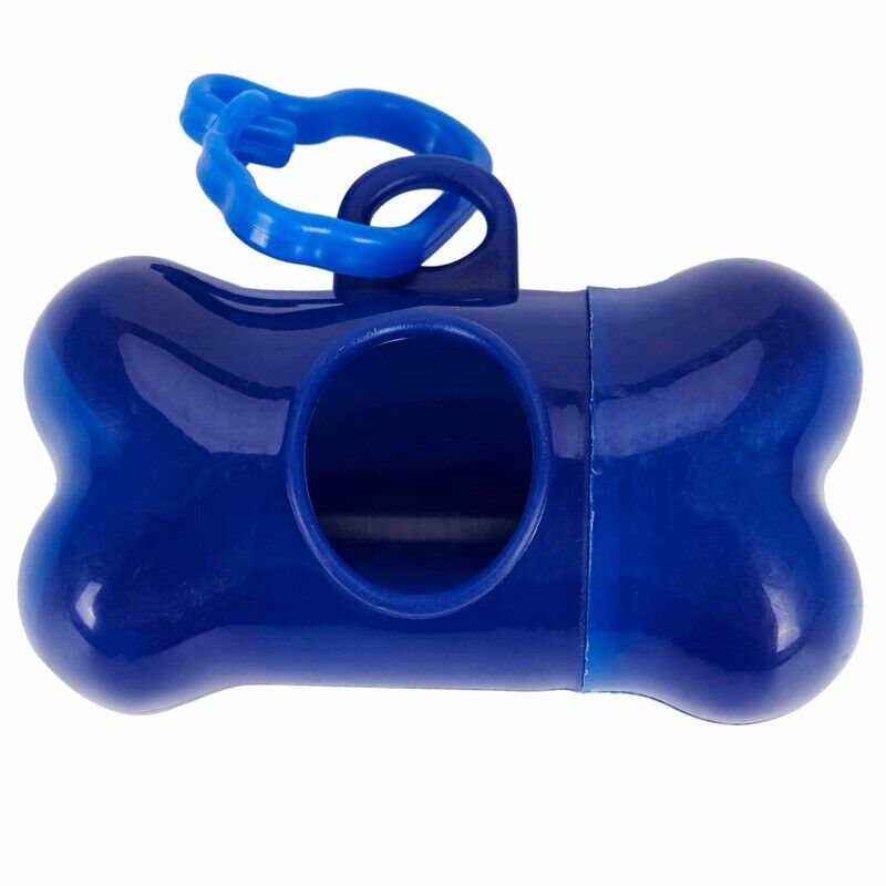 Dispenser Box Case Pet Garbage Clean Waste Bag Bone Shape blue