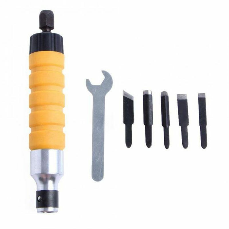 1 Set Wood Chisel Carving Tool Set Chuck Attachment For Electric Drill Flex P9W8