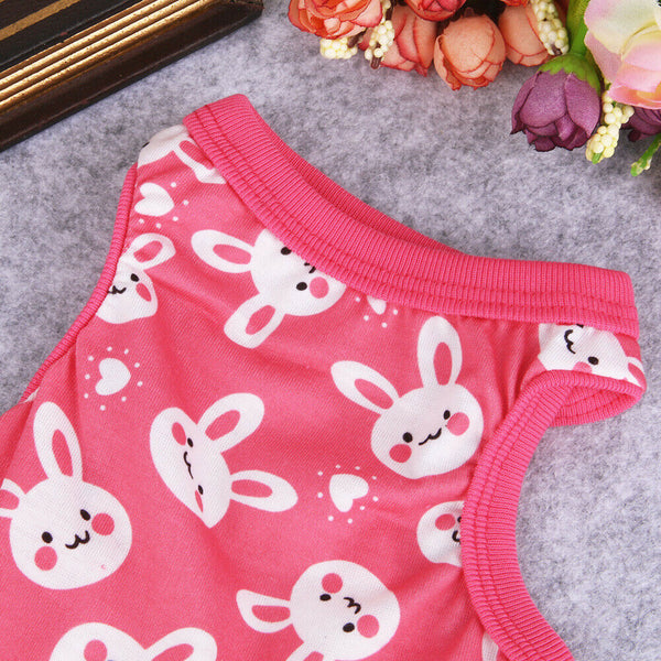 Summer Puppy Small Dog Vest Clothes Pet Shirt (Rabbit Rose Red)(XS)