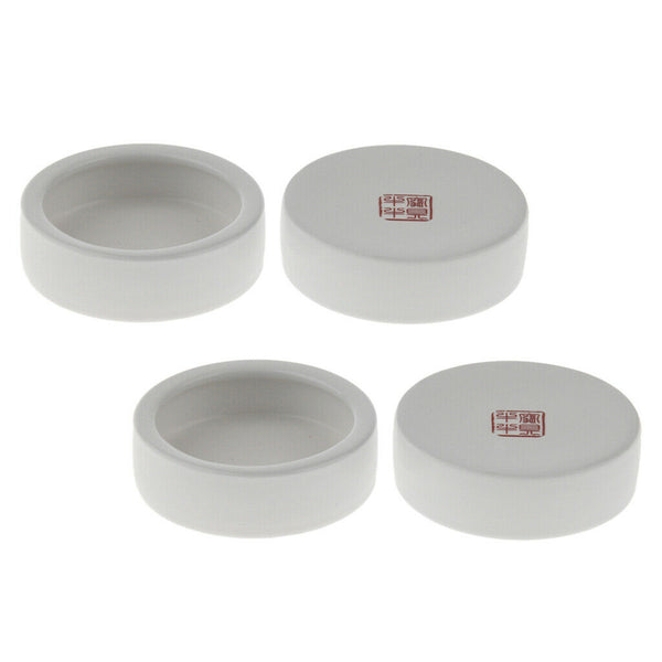 4Pcs Ceramics Reptile Rock Food and Water Dish (White 6.7x2cm)