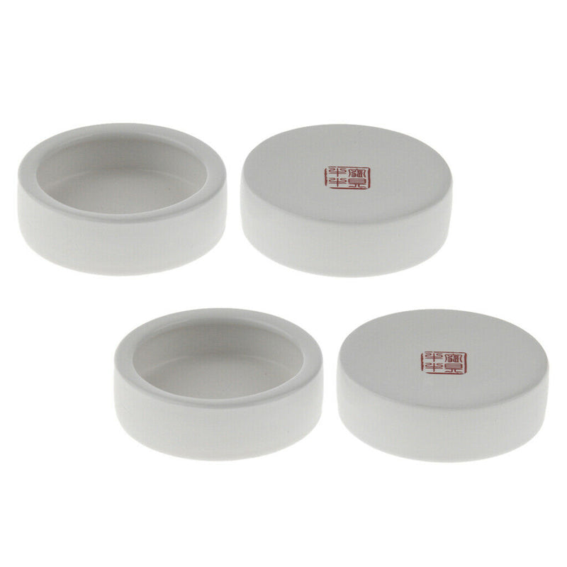 4Pcs Ceramics Reptile Rock Food and Water Dish (White 6.7x2cm)