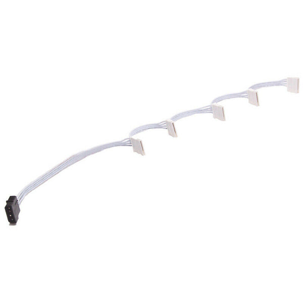 1 To 5 SATA 18AWG Wire Power Cable Splitter  Adapter For PC Server HDD SSD White