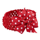 Baby Girl Rib Dovetail satin ribbon Polka Dot Bow Elastic hair band(Red)