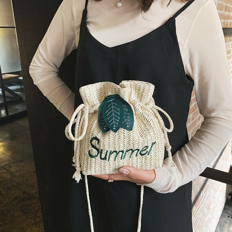 5X(Summer Beach Women'S Woven Bag Handmade Shoulder Bag Rattan Tote Purse  Y3D5)