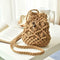 Woven Shoulder Drawstring Bucket Handbags Women Crossbody Bag (Light Brown)