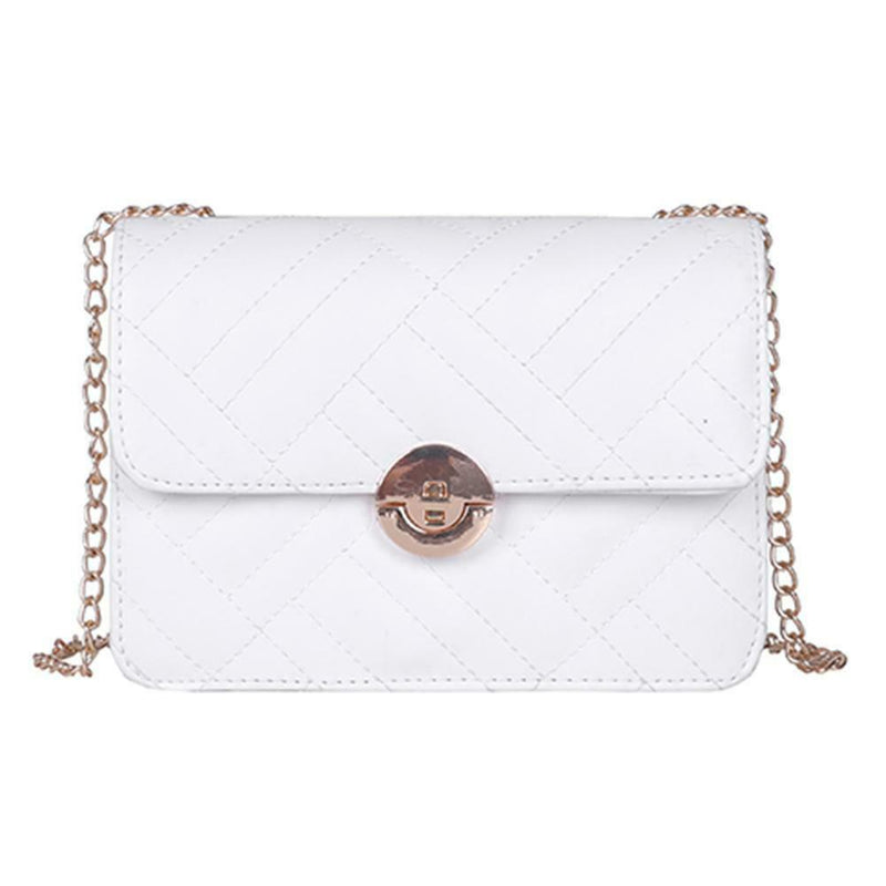 Fashion Women Messenger Shoulder Bag Leather Flap Crossbody Handbag (White) A