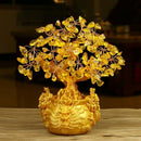 Chinese Golden Crystal Lucky Money Fortune Tree LUCKY Fortune Wealth Home O
