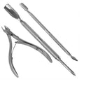 3x Nail Art Cuticle Spoon Pusher Remover Clipper Nipper Manicure Tool Set Kit`US