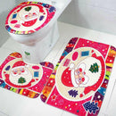 3 Pc/set Happy Santa Toilet Seat Cover Rug Bathroom Set Decor XMAS Christmas