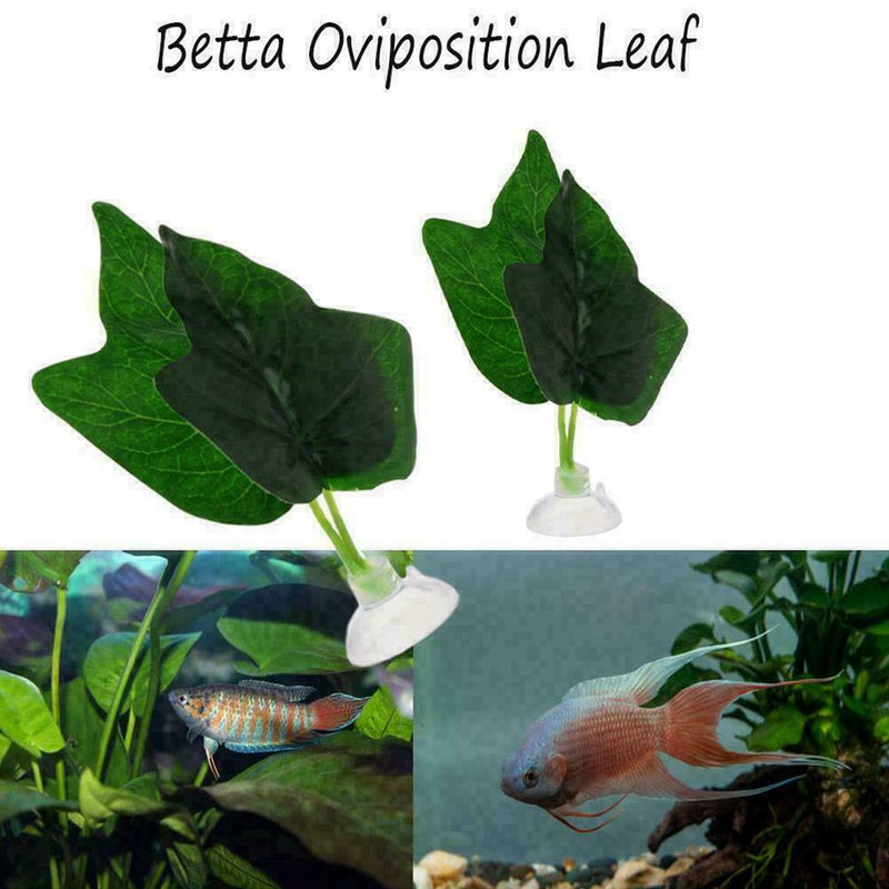 Artificial Green Plant Leaf Betta Hammock Fish Rest Bed Aquariums Decoratio L5J2
