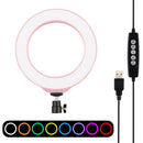 6.2 Inch 16cm RGBW Dimmable LED Ring Light 10 Modes 8 Colors For Live Makeup