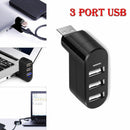 3 Port USB 2.0 Mini Rotate Splitter Expansion Adapter Hub for Laptop Notebook UK