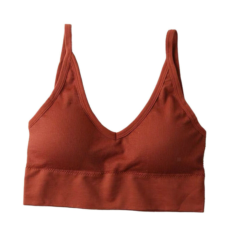 2PCS Fashion V Neck Padded Bralette Beach Comfort Bra Crop Top
