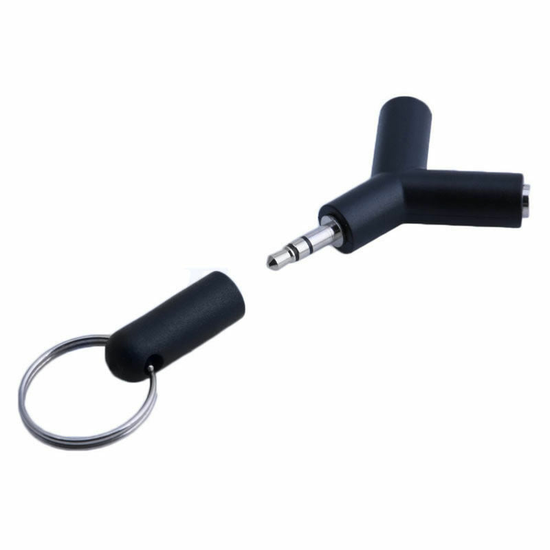 3.5mm Stereo Audio Jack Male Earphone  2 Way Y-Splitter Adapter Keyring ES