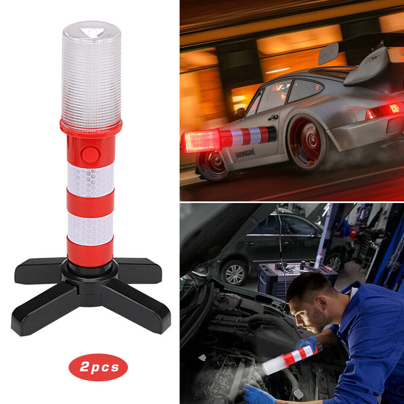 2pcs LED Magnetic Flashlights Roadside Security Emergency Stand Warning Lamps