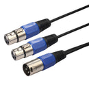 1x Heavy-Duty XLR (3-Pin) Male To 2 Female Microphone Audio Y Splitter Cable