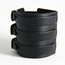 Punk Black 3 Row Buckle Leather Men Bracelet-Bangle Wristband Cuff FASHION Hot