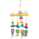 Colorful Moveable Parrot Bird Toys Swing Wood Cotton Chew Rope Funny Toys