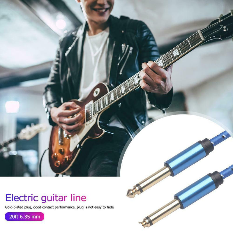 20ft 6.35 mm Jack Mono Audio Cable Male to Male for Guitar Mixer Amplifier