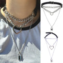 Gothic Lock Chain Multilayer Choker Necklace Sexy Collar Neck Ring Jewelry  3C