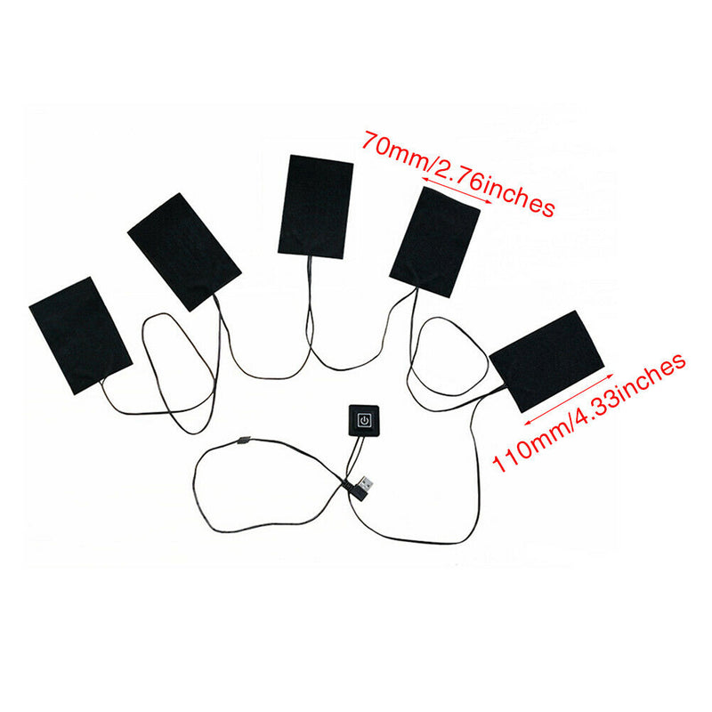 Thermal Clothing Electric Heating Pad USB Charging Outdoor Camping 5 In 1 Winter
