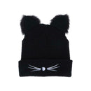 Women Winter Woolen Knitting Hat Cute Cat Ears Braided Knitted Fur Cap