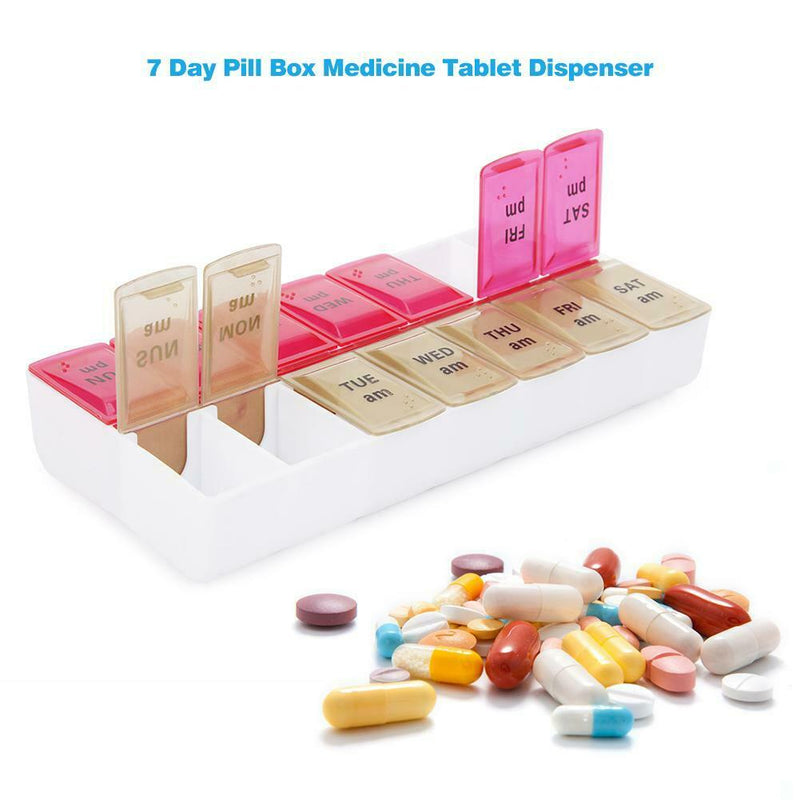 14 Grids Weekly Pill Box Plastic Medicine Dispenser Case Storage Container