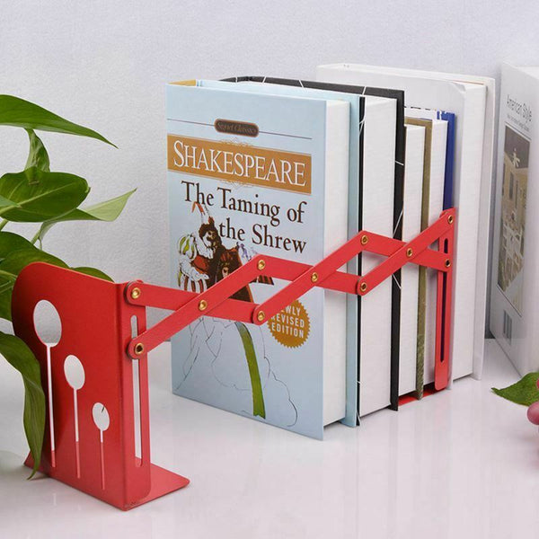 Creative Adjustable Bookends Black Metal Office Non-slip Magazine File Book W9U6