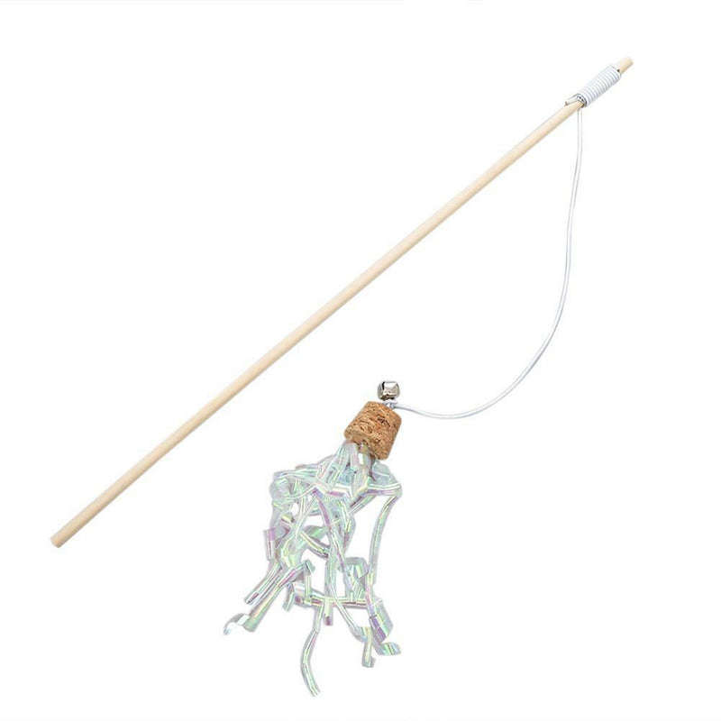 Wood Cat Wand Stick Teasing Pole Ribbon Retractable Head Change Pet Product
