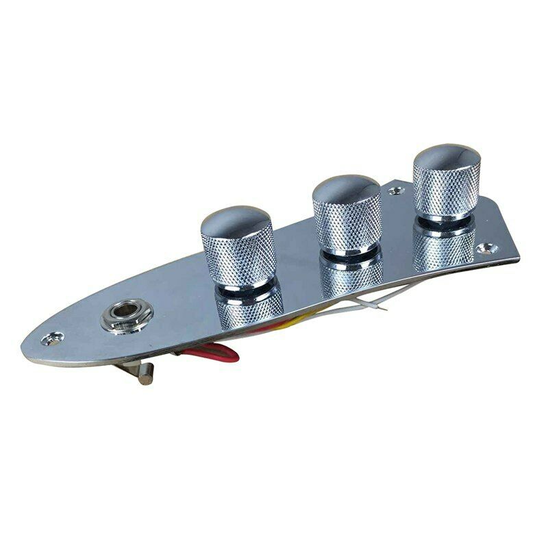 1 Piece 3 Bands Active Passive Preamp Jazz Bass Control Plate Assembly Knob