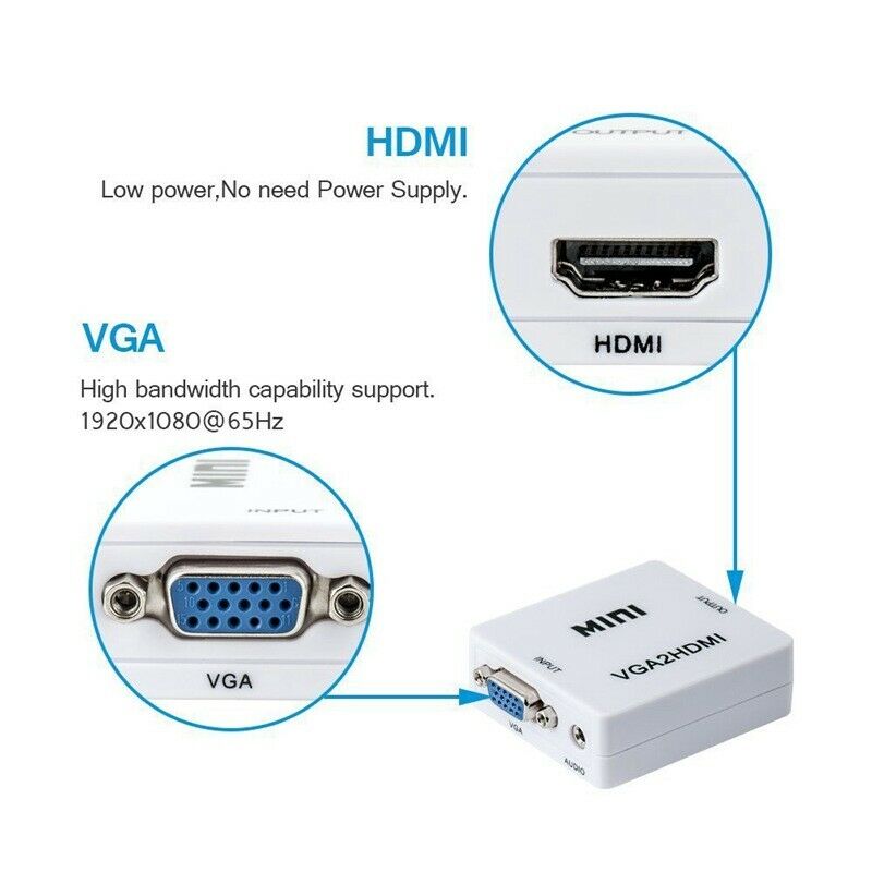 HDMI to VGA Male to Female Adapter Cable with Audio Port X9C9