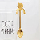 5 Pcs Mini Cat Coffee Spoon,Stainless Steel Hanging Cup Teaspoons Demitasse