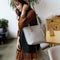 4pcs/set Solid Color Litchi Pattern Women Shoulder Handbags Clutch (Grey)