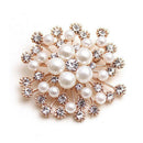 Fashion Women Large Brooches Lady Snowflake Imitation Pearls Rhinestones Cr