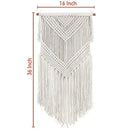 Boho Macrame Woven Wall Hanging Beige 16 X 36 Inch Modern Bohemian Tapestry