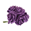 Pack of 12pcs Foam Roses Glitter Powder Flower Bouquet Wedding Decor Purple