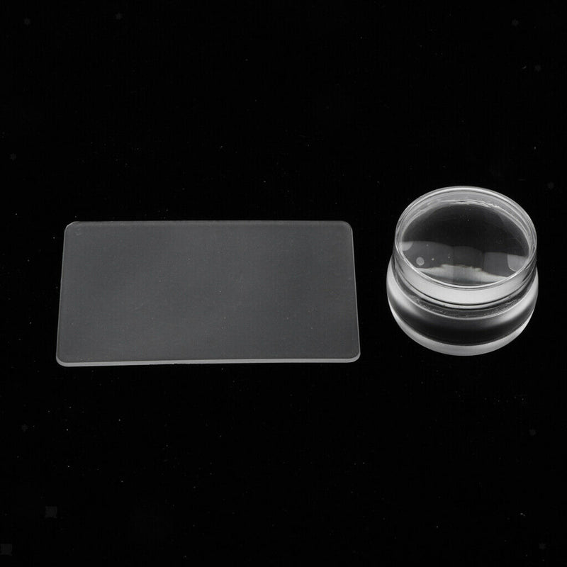 4cm Chunky Clear Jelly Transparent Soft Stamper and Scraper Set - Nail Art