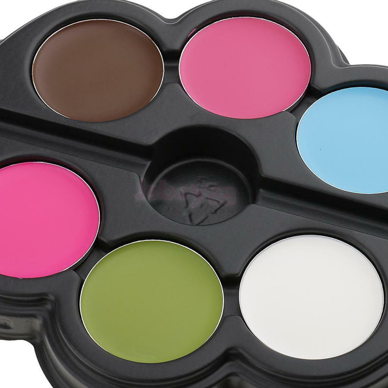 Professional 6 Color Face Paint Palette Brush Kit Halloween Make Up Kids Fun