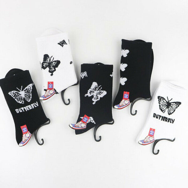 5 pairs Butterfly Socks Women Streetwear Socks Fashion Fashion Skateboard So.kz