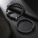 8mm Black Frosted Copper Bead Point Diamond Spacer Stretch Suit Bracelet Men New