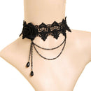 90's Punk Goth Choker Necklace Harajuku Black Lace Flower Charm Chain Neck