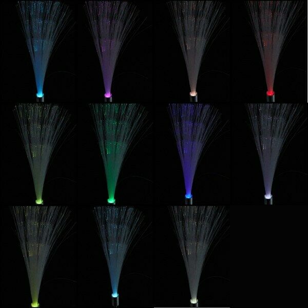 Fibre Optic Colour Changing LED Solar Power Stake Light Garden Outdoor Path