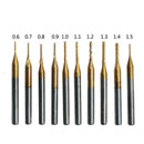 10x 0.6-1.5mm PCB Titanium Plating Drill Bit Set Engraving Cutter CNC End Mill