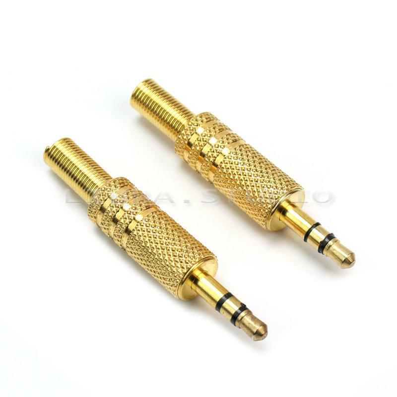 2pcs Audio 3.5 mm Male  3 Pole Stereo Soldering Connector Adapter Earphone