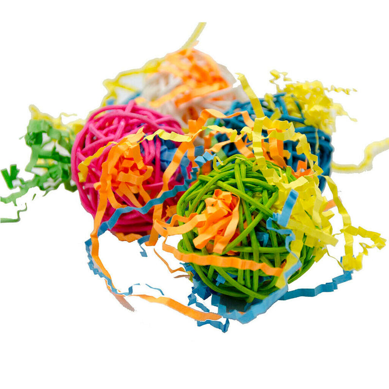 10pcs Parrot Rattan Ball Pet Bird Toys Chewing Ball Birdcage Hanging Decor