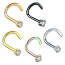 5 Pieces 20g Crystal Rhinestone Inlaid Stainless Steel Ear Nose Stud Curved