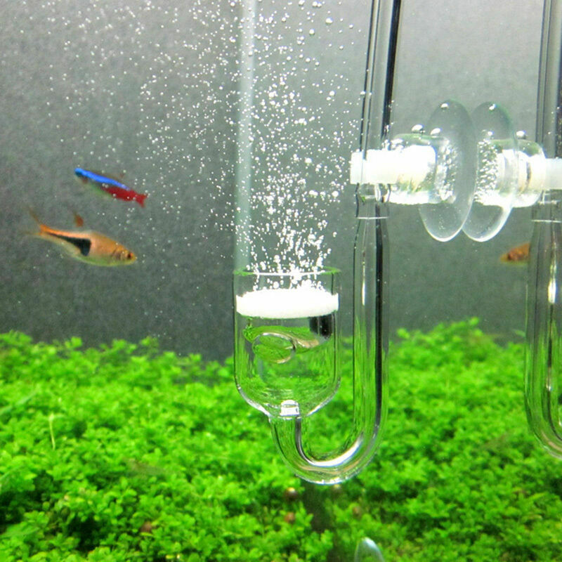 Aquarium Tank Spiral CO2 Diffuser Glass U Shaped Tube Bubble Suctio Counter S6E3