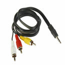 3.5MM Jack to 3RCA Male Plug Adapter Audio Wire Cord Converter Video AV Cable CP