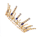 Retro Personality European Full Crown Bride Crown Blue Rhinestone Wedding D