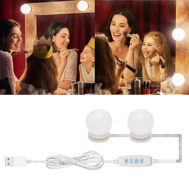 2pcs LED Makeup Mirror Light Bulb Kit Dimmable USB Hollywood Vanity Lights
